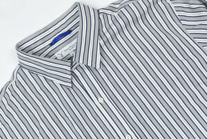 Teddy Stratford Shirt Mens 6 Blue White Striped Long Sleeve Zip Button-Up Cotton